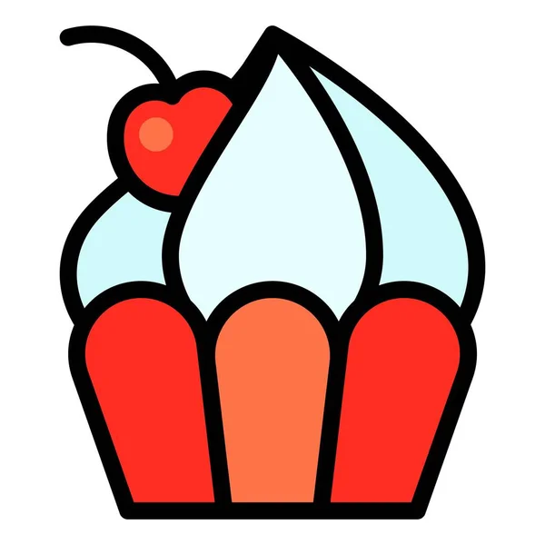 Cupcake Muffin Vector Illustratie Gebakken Goed Gevulde Stijl Icoon — Stockvector