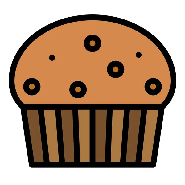 Babeczka Lub Muffin Wektor Ilustracji Pieczone Dobrze Wypełniony Styl Ikona — Wektor stockowy