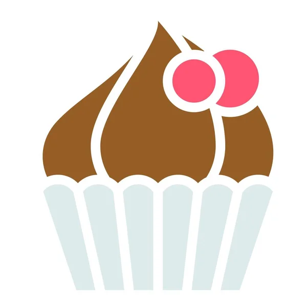 Cupcake Oder Muffin Vektor Illustration Gebackene Gute Flache Stil Symbol — Stockvektor