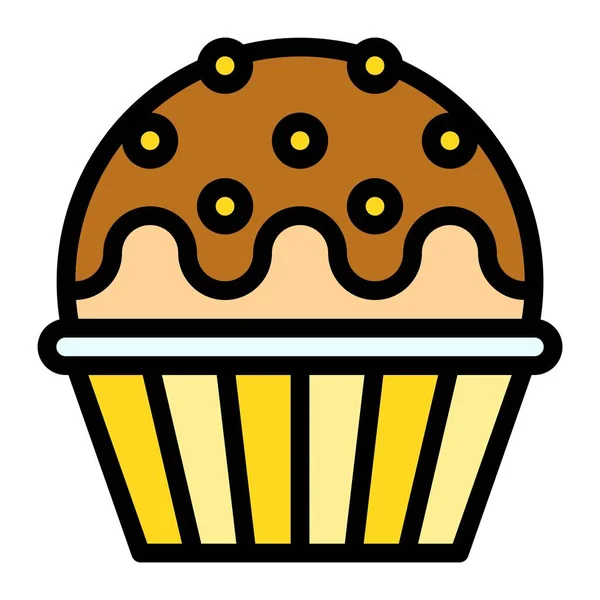 Cupcake Muffin Vetor Ilustração Cozido Bom Ícone Estilo Preenchido — Vetor de Stock
