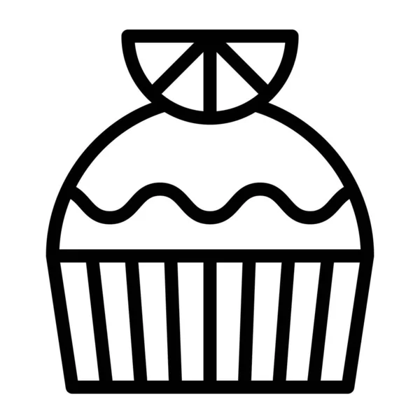 Cupcake Muffin Vetor Ilustração Cozido Ícone Bom Estilo Linha — Vetor de Stock