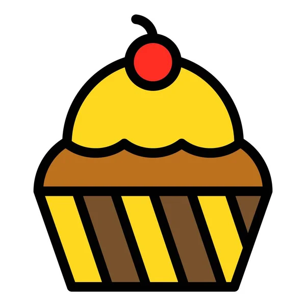 Cupcake Nebo Muffin Vektorové Ilustrace Pečený Dobrý Plněný Styl Ikony — Stockový vektor