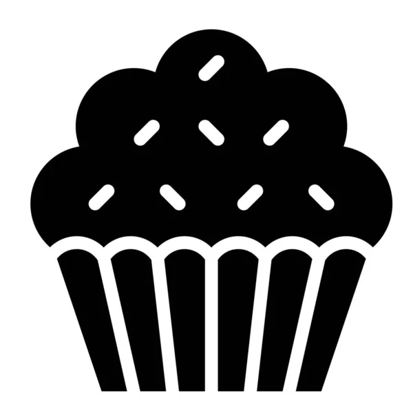 Cupcake Oder Muffin Vektor Illustration Gebackene Gute Solide Stil Symbol — Stockvektor