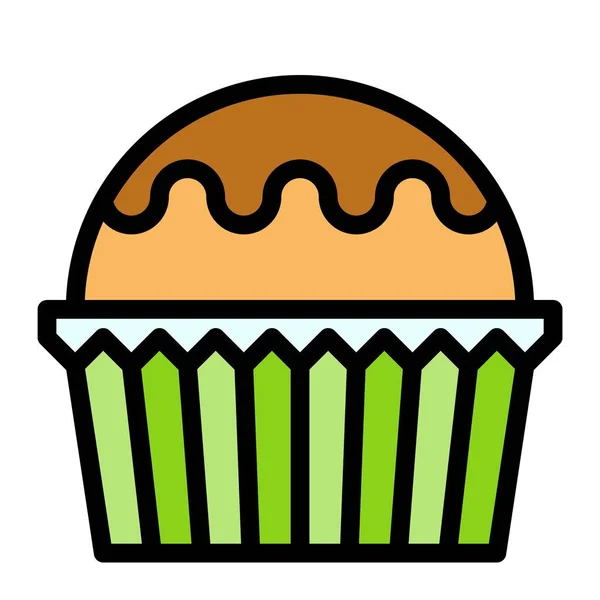 Cupcake Muffin Vetor Ilustração Cozido Bom Ícone Estilo Preenchido — Vetor de Stock