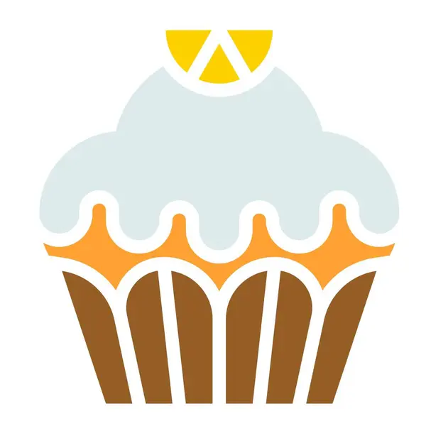 Cupcake Oder Muffin Vektor Illustration Gebackene Gute Flache Stil Symbol — Stockvektor