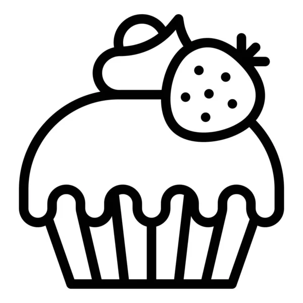 Cupcake Muffin Vector Illustratie Gebakken Goede Lijn Stijl Icoon — Stockvector