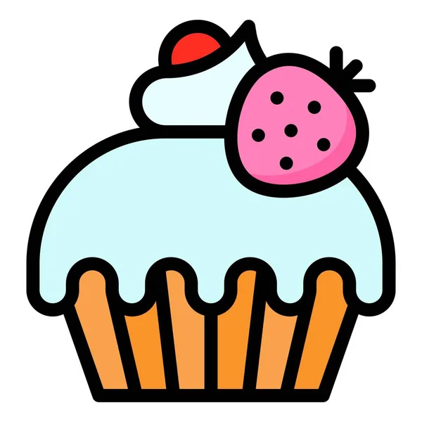 Cupcake Oder Muffin Vektor Illustration Gebackenes Gut Gefülltes Stilikon — Stockvektor