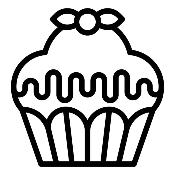 Cupcake Oder Muffin Vektor Illustration Gebackene Gute Linie Stil Symbol — Stockvektor