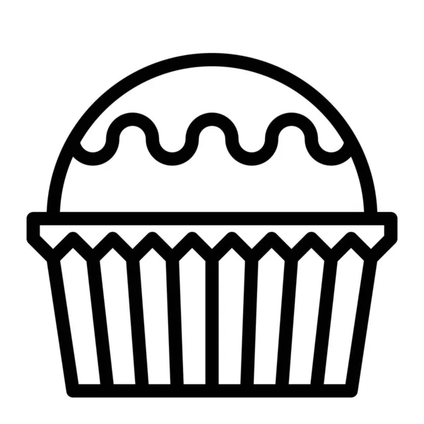 Cupcake Muffin Vecteur Illustration Cuite Bonne Icône Style Ligne — Image vectorielle