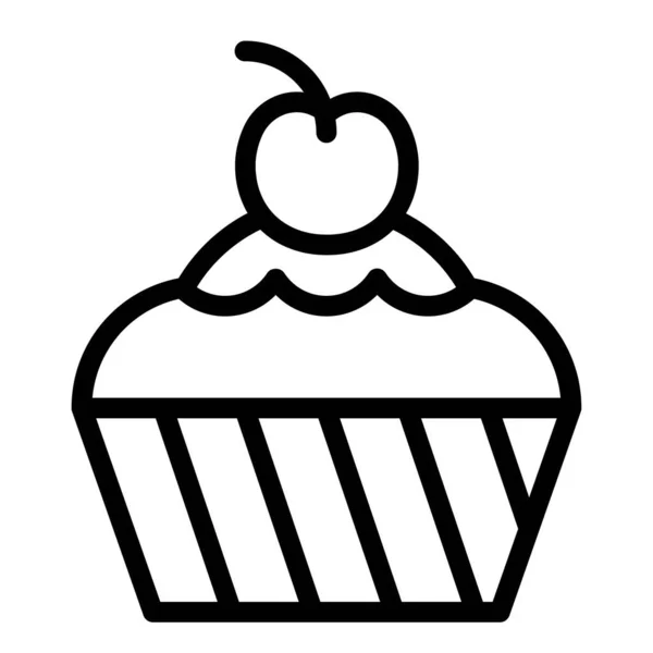 Cupcake Muffin Vector Illustratie Gebakken Goede Lijn Stijl Icoon — Stockvector