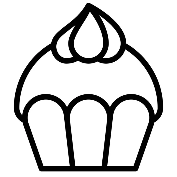 Cupcake Oder Muffin Vektor Illustration Gebackene Gute Linie Stil Symbol — Stockvektor