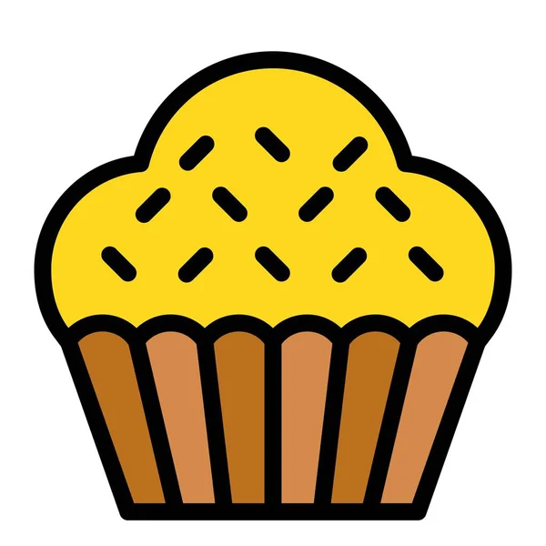 Cupcake Veya Muffin Vektör Çizimi Iyi Doldurulmuş Biçim Simgesi — Stok Vektör
