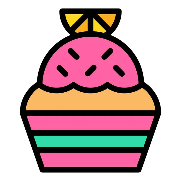 Cupcake Muffin Vetor Ilustração Cozido Bom Ícone Estilo Preenchido — Vetor de Stock