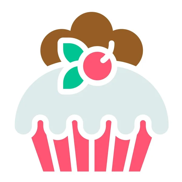Cupcake Muffin Vector Illustration Baked Good Flat Style Icon — Stock Vector