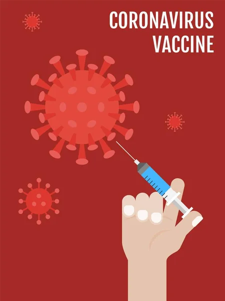 Inyección Manual Coronavirus Con Ilustración Vectorial Jeringa Vacuna — Vector de stock