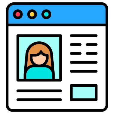 Kullanıcı profili veya pencere arayüzü vektör resimleme simgesi