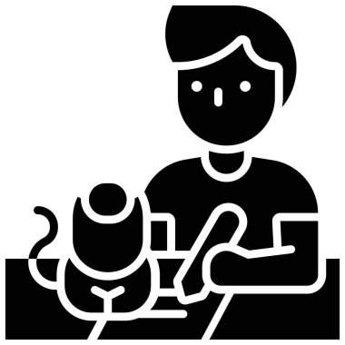 Kedi ile kağıda yazan adam, ev vektöründen çalışır