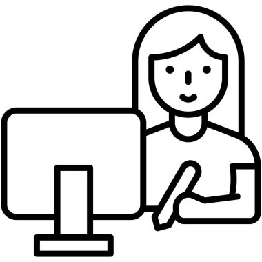 Dizüstü bilgisayarda çalışan kadın, ev ile ilgili vektörle çalışıyor