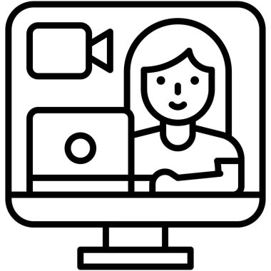 Video çağrısı, ev ile ilgili vektör illüstrasyonundan çalışma