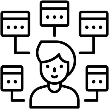 Birden fazla görev simgesi, beş pencere görev vektörü olan adam