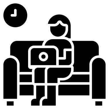 Kanepede çalışmak, ev vektörü illüstrasyonundan çalışmak