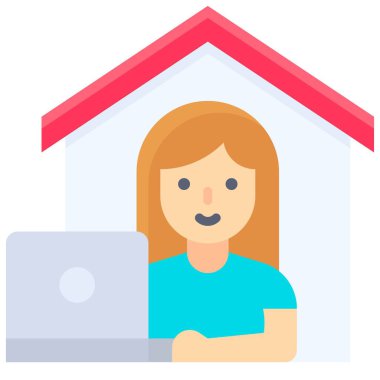 Evde dizüstü bilgisayarın önünde çalışmak, ev ile ilgili çalışmak