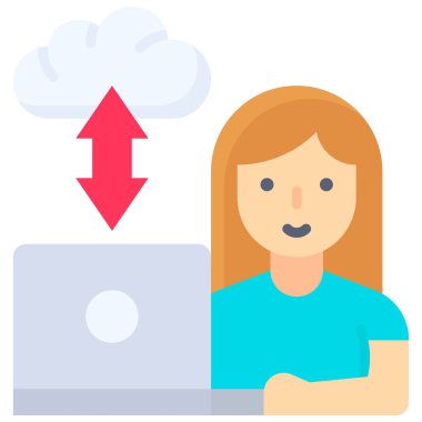 Evden çalışma, bulut depolama vektör resimleme simgesi