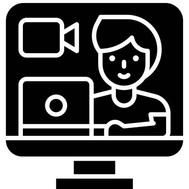 Video çağrısı, ev ile ilgili vektör illüstrasyonundan çalışma