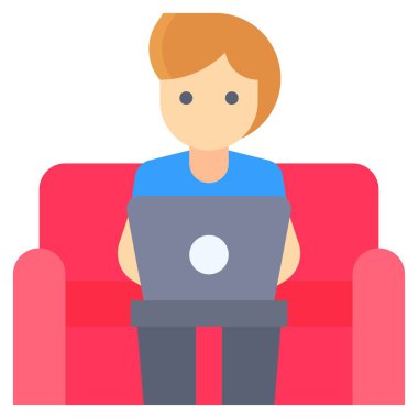 Kanepede çalışmak, ev vektörü illüstrasyonundan çalışmak