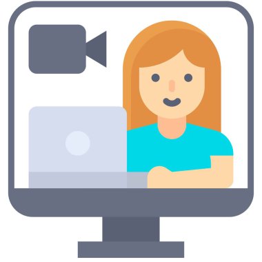 Video çağrısı, ev ile ilgili vektör illüstrasyonundan çalışma