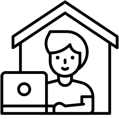 Evde dizüstü bilgisayarın önünde çalışmak, ev ile ilgili çalışmak