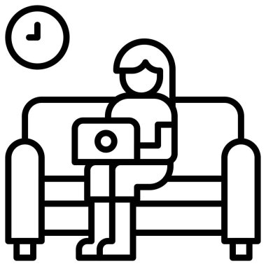 Kanepede çalışmak, ev vektörü illüstrasyonundan çalışmak