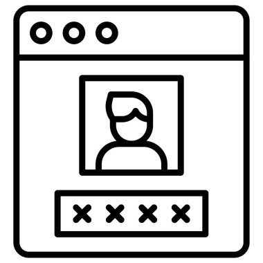 Kullanıcı profili veya pencere arayüzü vektör resimleme simgesi