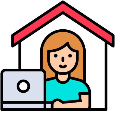 Evde dizüstü bilgisayarın önünde çalışmak, ev ile ilgili çalışmak