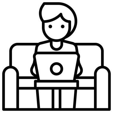 Kanepede çalışmak, ev vektörü illüstrasyonundan çalışmak