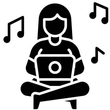 Dizüstü bilgisayarı ve notası olan kadın, ev vektöründen çalış