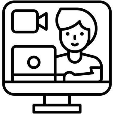 Video çağrısı, ev ile ilgili vektör illüstrasyonundan çalışma