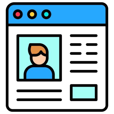 Kullanıcı profili veya pencere arayüzü vektör resimleme simgesi