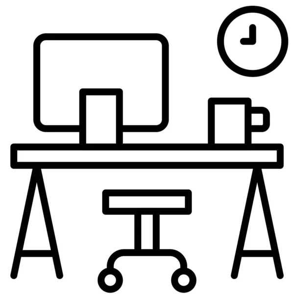 Bureau Met Computer Werkplaats Vector Illustratie — Stockvector