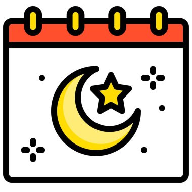 İslami takvim simgesi, ramazan festivali bağlantılı vektör illüstrasyonu