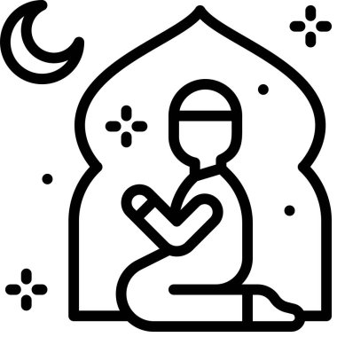 Müslüman dua ikonu ve Ramazan festivali illüstrasyonuyla ilgili