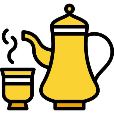 Çay fincanı ve çaydanlık simgesi, ramazan festivali illüstrasyonuyla ilgili