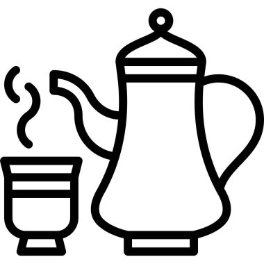 Çay fincanı ve çaydanlık simgesi, ramazan festivali illüstrasyonuyla ilgili