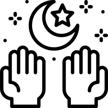 El ikonlu yıldız ve hilal, Ramazan festivali bağlantılı vektör illüstrasyonu