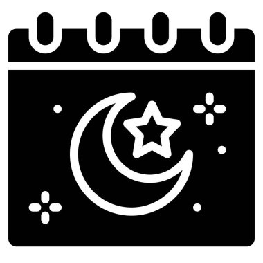 İslami takvim simgesi, ramazan festivali bağlantılı vektör illüstrasyonu