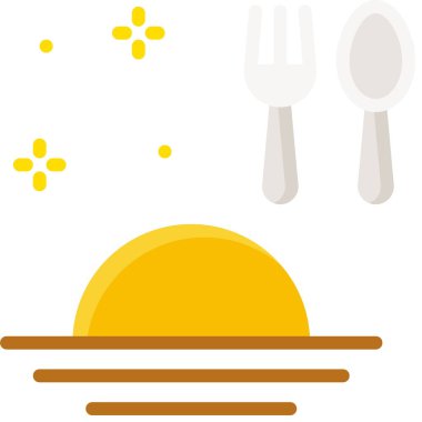 Kaşık ve çatal ikonlu güneş, ramazan vektör illüstrasyonunda oruç tutma