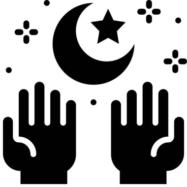 El ikonlu yıldız ve hilal, Ramazan festivali bağlantılı vektör illüstrasyonu