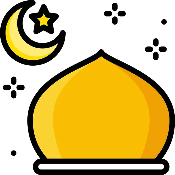 星と三日月モスクドームアイコン ラマダーン祭ベクトルイラスト — ストックベクタ