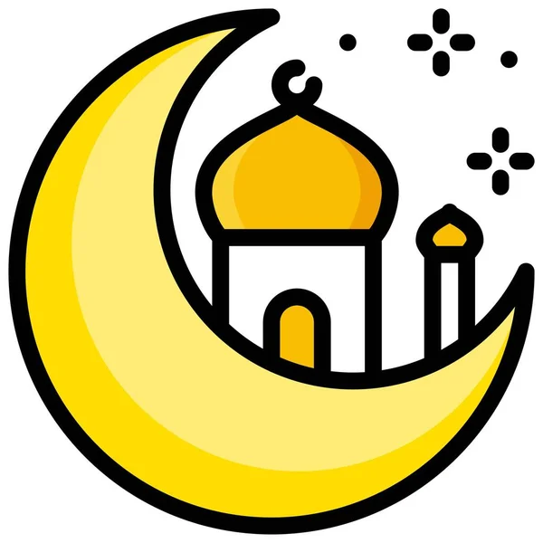 Halbmond Mit Moschee Ikone Vektor Illustration Zum Ramadanfest — Stockvektor