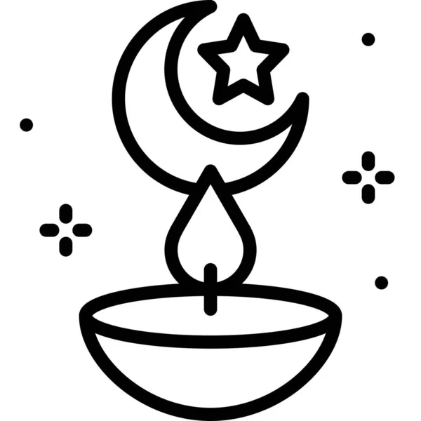 Étoile Croissant Avec Icône Bougie Illustration Vectorielle Liée Festival Ramadan — Image vectorielle